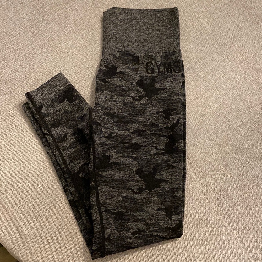 Gently Used High Full Length Waisted Size M Gymshark Gray Camo Leggings